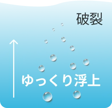 ゆっくり浮上して破裂する